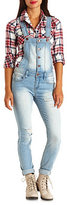 Thumbnail for your product : Charlotte Russe Destroyed Tapered Denim Overalls