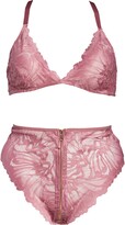 Thumbnail for your product : Oh La La Cheri Floral Lace Bralette & High Waist Panties Set