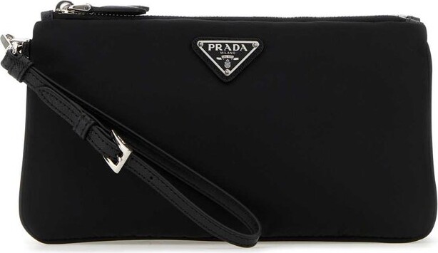 Prada Logo-Plaque Zipped Clutch Bag - ShopStyle
