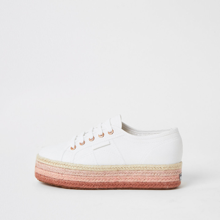 superga espadrille platform white