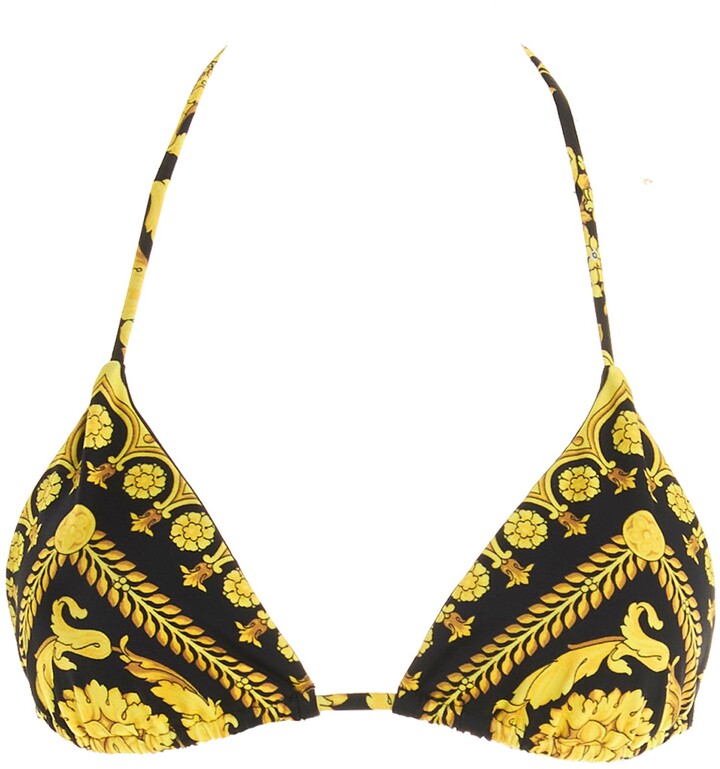 Versace Baroque Print Triangle Bikini Top ShopStyle Two Piece Swimsuits