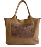 Thumbnail for your product : Kartu Studio Natural Leather Top Handles Handbag Vanilla - Nude/Cacao Reptile Print