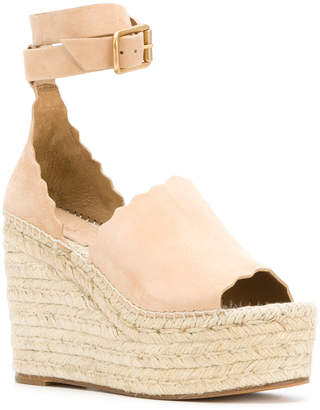 Chloé scalloped wedge sandals
