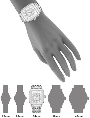 Michele Deco Madison Diamond & Stainless Steel Bracelet Watch