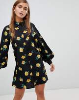 Thumbnail for your product : Fashion Union Petite high neck shift dress in floral