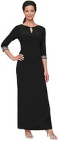 Thumbnail for your product : Alex Evenings Long A-Line Dress with Embellished Keyhole Cutout Neckline Embellished Sleeves