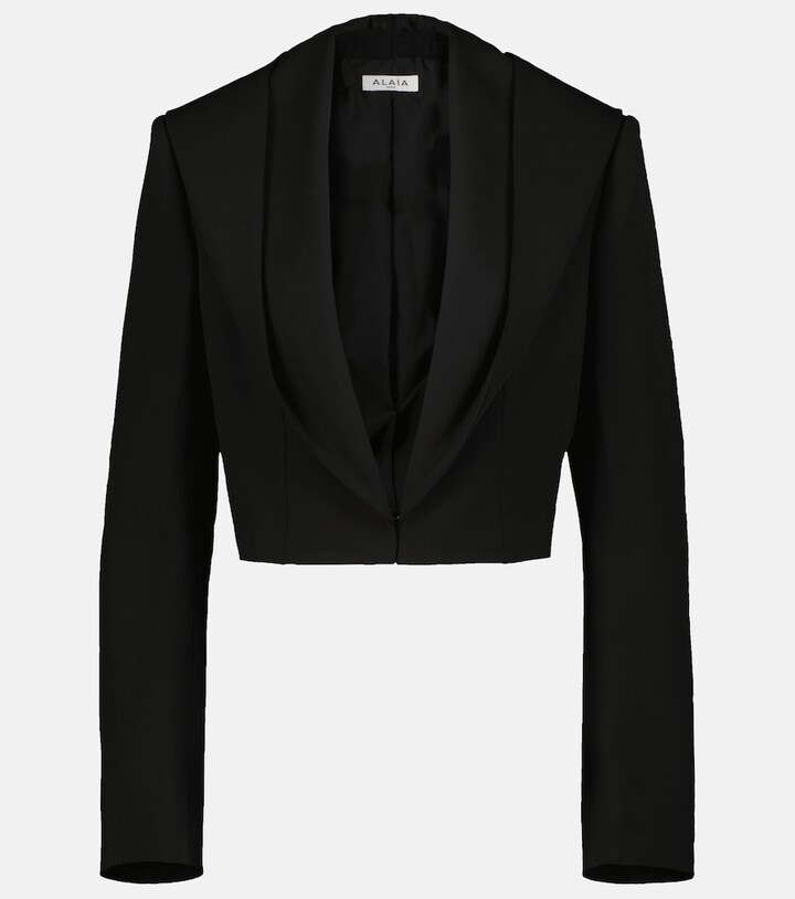 black cropped suit jacket
