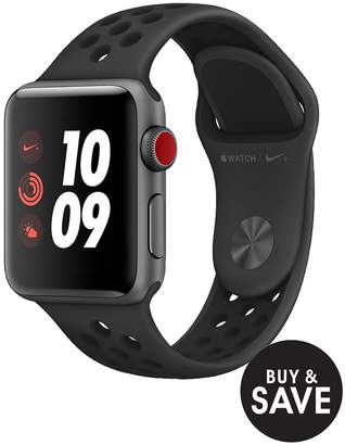 Apple Watch Nike+ Series 3 (GPS + Cellular), 38mm Space Grey Aluminium Case With Anthracite/Black Sport Band