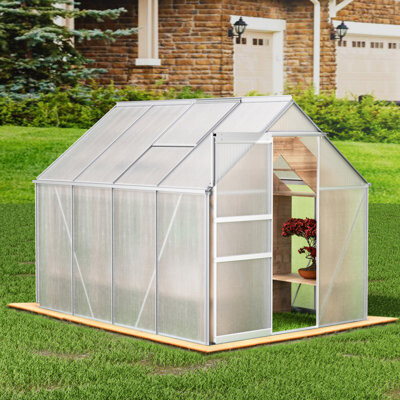 HANGZHOURUNXIN 8' L X 6' W Walk-In Polycarbonate Greenhouse With Roof Vent