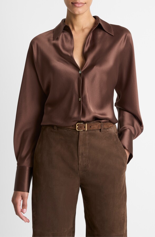Vince Silk Button-Up Shirt