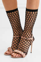 Thumbnail for your product : Marco De Vincenzo Crystal-embellished Fishnet And Ruched Satin Sandals - Antique rose