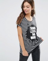 Thumbnail for your product : Vero Moda Didie Less Stripe Slogan T-Shirt