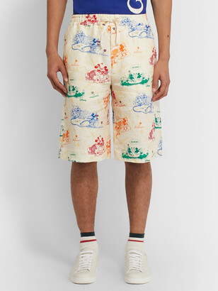 Gucci Wide-Leg Printed Linen Shorts - Men - Neutrals - IT 50