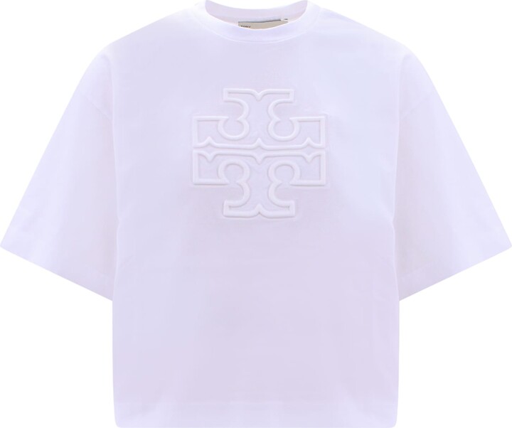 【関税・送料込】TORY BURCH コットンジャージー Tシャツ Tory Burch Printed T-Monogram Jersey Tee | Saks Fifth Avenue