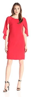 Donna Ricco Women's Red Sheath Dress with Open Sleeves