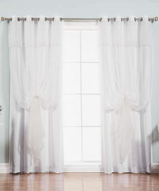 Best Home Fashion White Tulle Valance Layered Curtain Panel - Set of Four