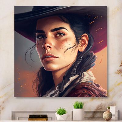 Western Cow Girl I - Painting on Canvas