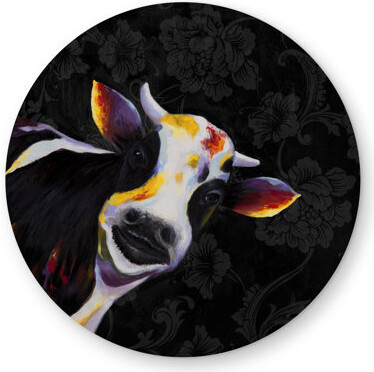 Begin Edition International Inc. Funny cow - Black round outdoor area rug for home decor
