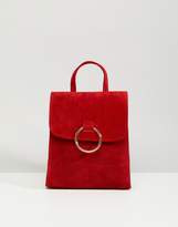 Thumbnail for your product : ASOS Design DESIGN suede mini backpack with ring