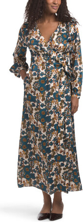 TJMAXX Silk Blend Rose Maxi Dress For Women, Spandex/Polyester/Rayon