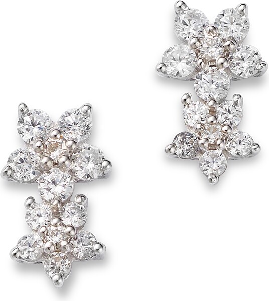 Bloomingdale's Fine Collection Diamond Double Flower Stud Earrings in 14K White Gold 0.50 tcw