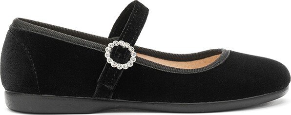 Childrenchic Girls Holiday Velvet Mary Janes in Black