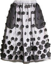 Floral Appliqu? Tulle & Cotton Skirt 