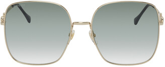 Gucci Gold & Blue Horsebit Square Sunglasses