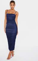 Thumbnail for your product : PrettyLittleThing Navy Strappy Mesh Ruched Midaxi Dress