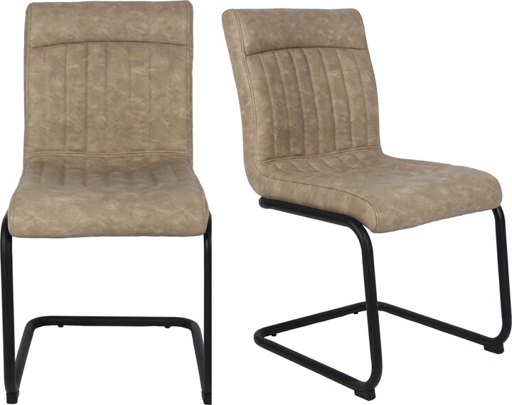 Dunelm Felix Set of 2 Cantilever Faux Leather Dining Chairs Brown