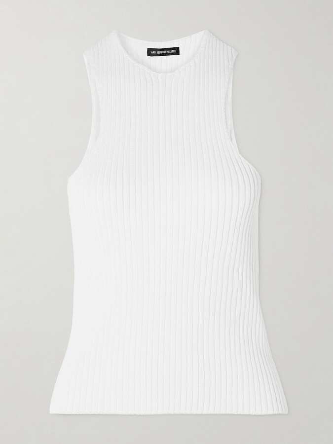 Ann Demeulemeester Noya Ribbed Cotton Tank - White