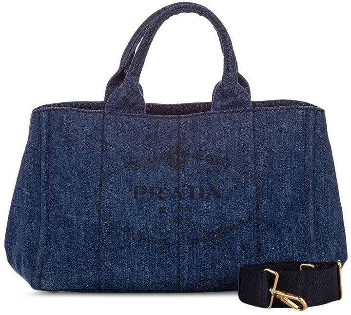 prada denim tote