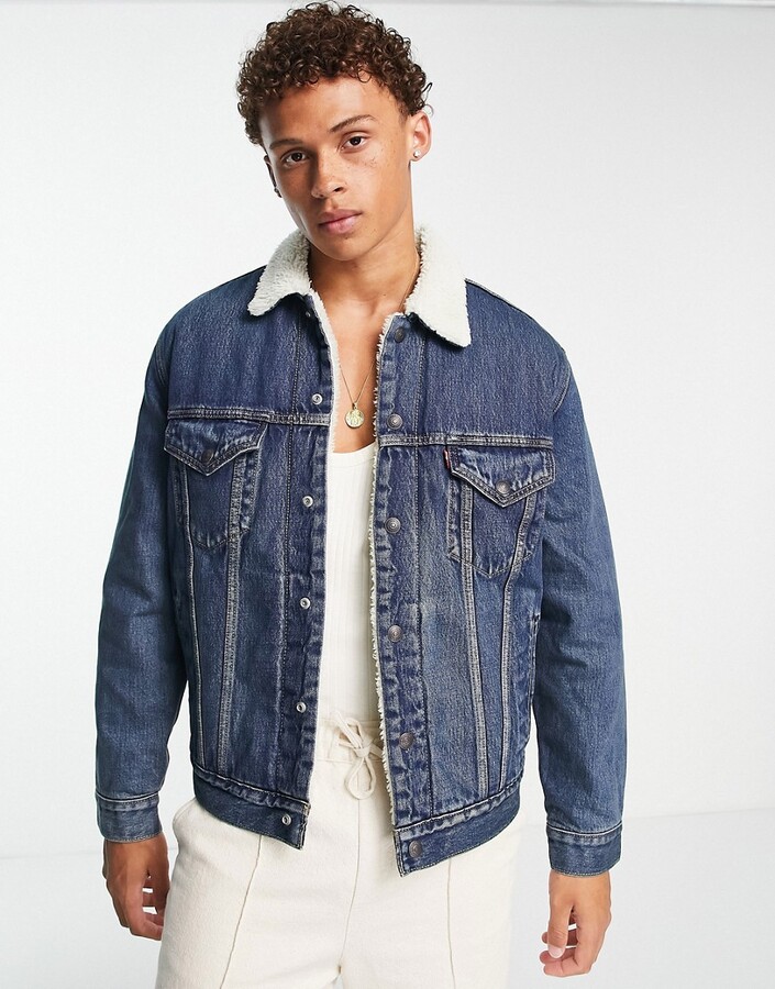 Levi's vintage fit sherpa denim jacket in blue - ShopStyle