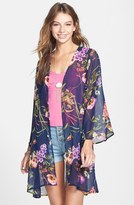 Thumbnail for your product : ROSSMORE Floral Print Kimono Cardigan (Juniors)