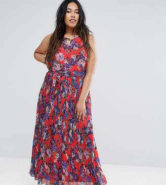 Lovedrobe Plus Pleated Maxi Dress In Floral Print