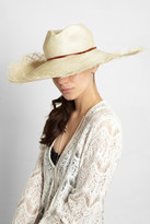 Thumbnail for your product : Finds + Hatmaker Gabon wide-brim leather-trimmed straw hat