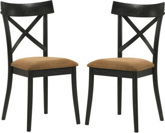 Rosalind Wheeler Harrison Brown And Black Composite Wood Side Chair (Set Of 2) With Padded Seat