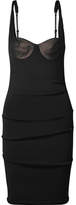 Thumbnail for your product : Alexander Wang Mesh-paneled Ruched Stretch-crepe Dress