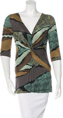 Etro Abstract Print Draped Top