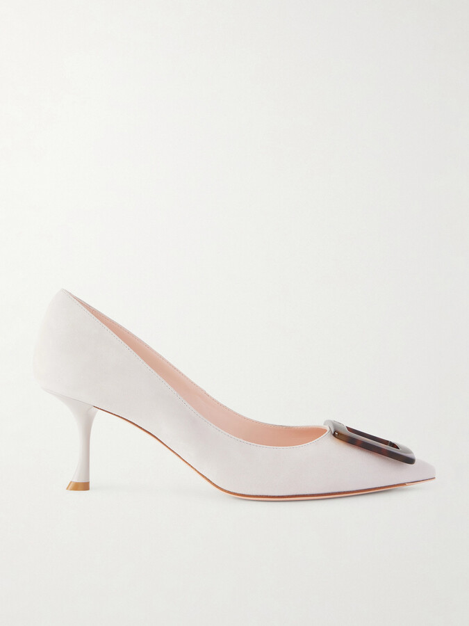 Roger Vivier Viv In The City 65 Buckled Suede Pumps - Gray