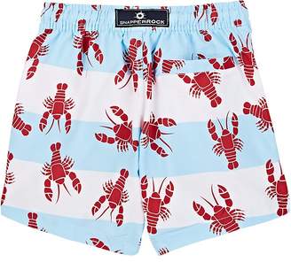 Snapper Rock Kids' Lobster-Print Striped Swim Trunks