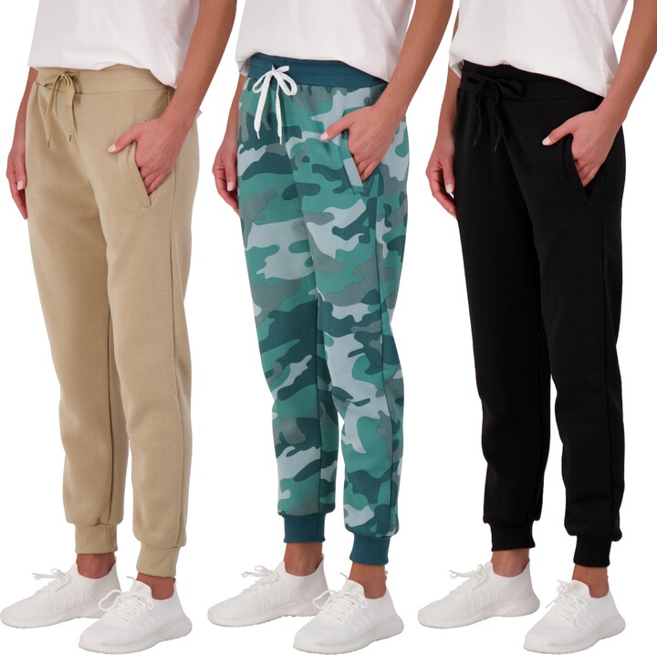 Real Essentials 3 Pack: Women's Fleece Jogger Trousers Sweatpants