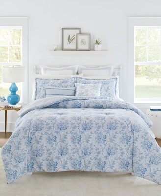 Laura Ashley- Queen Comforter Set, Cotton Reversible Bedding Set