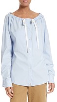 Thumbnail for your product : Theory Women's Magena Drawstring Neck Stretch Cotton Top