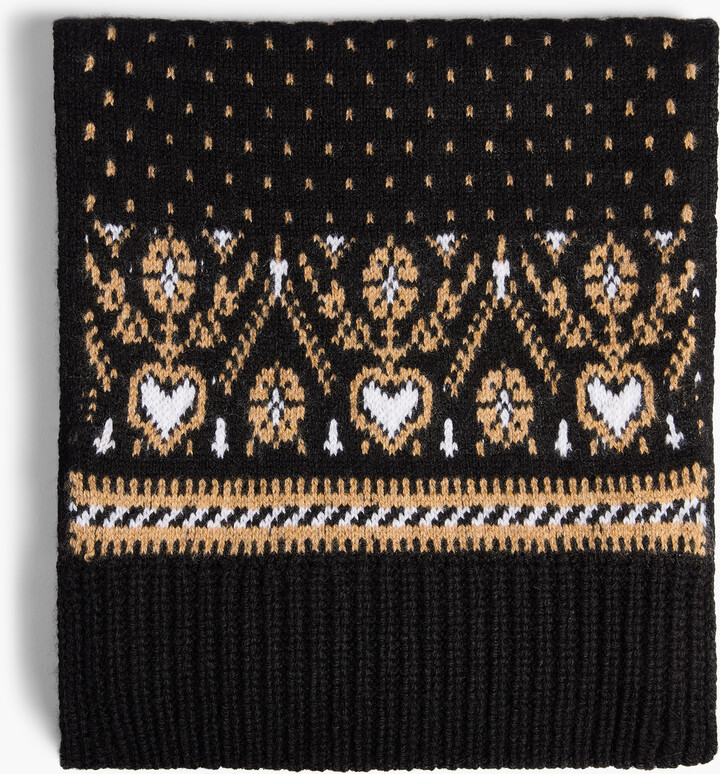 Lucrene Scarf in Black and Camel Multi