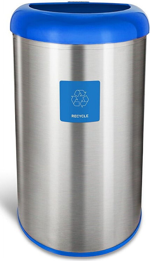 NineStars Nine Stars Kitchen Trash Can, 13 Gallon Stainless Steel Garbage Bin with No Lid, Blue