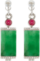 Thumbnail for your product : David C.A. Lin 18k Rectangular Jade and Diamond Drop Earrings