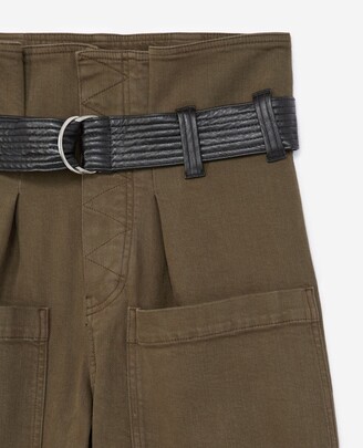 The Kooples High-waisted khaki jeans with leather belt