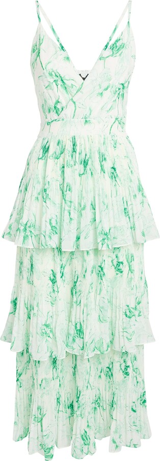Maje Tiered Floral Midi Dress