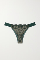 Thumbnail for your product : I.D. Sarrieri À La Rose Embroidered Tulle Briefs - Emerald - medium